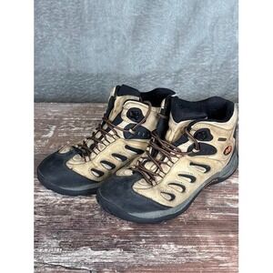 Merrell Smoke Hiking Boots Mens Size 7.5 Brown Tan Leather Waterproof Walking